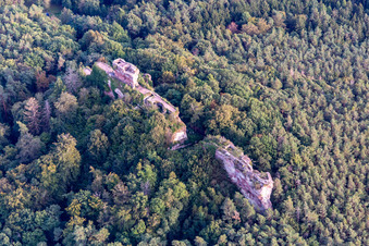 Photographie aérienne de Château de Drachenfels à Busenberg dans le département Rhénanie-Palatinat, Allemagne