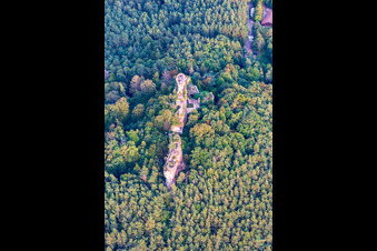 Château de Drachenfels à Busenberg dans le département Rhénanie-Palatinat, Allemagne hors des airs