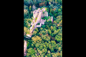 Château de Drachenfels à Busenberg dans le département Rhénanie-Palatinat, Allemagne vue d'en haut