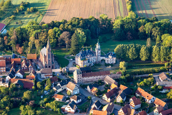 Vue aérienne de Château de Froeschwiller à Frœschwiller dans le département Bas Rhin, France