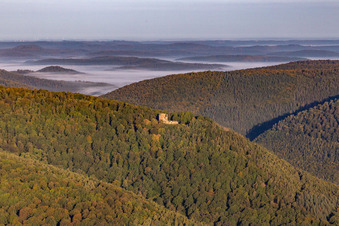Vue aérienne de Château de la Wasenbourg à Niederbronn-les-Bains dans le département Bas Rhin, France