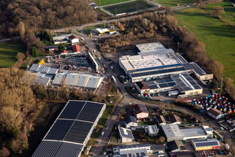 Vue aérienne de Technologie des camions SQG à le quartier Minderslachen in Kandel dans le département Rhénanie-Palatinat, Allemagne