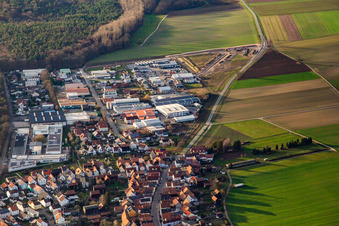 Vue aérienne de Zone d'extension de la zone commerciale Gereutäcker à Hatzenbühl dans le département Rhénanie-Palatinat, Allemagne