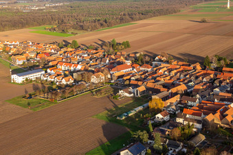 Vue aérienne de Cimetière du sud-ouest à le quartier Hayna in Herxheim bei Landau dans le département Rhénanie-Palatinat, Allemagne