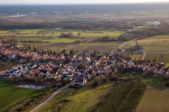Vue aérienne de Du nord à Erlenbach bei Kandel dans le département Rhénanie-Palatinat, Allemagne