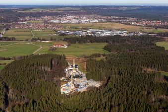 Vue aérienne de Eavor Géothermie Geretsried avec GKW à le quartier Gelting in Geretsried dans le département Bavière, Allemagne