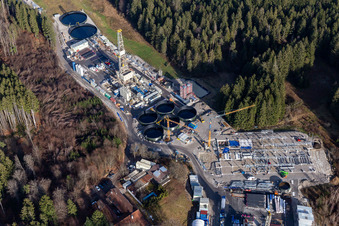 Vue oblique de Eavor Géothermie Geretsried avec GKW à le quartier Gelting in Geretsried dans le département Bavière, Allemagne