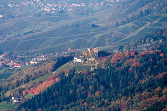 Vue aérienne de Ruines du château de Neu-Windeck à le quartier Matzenhöfe in Lauf dans le département Bade-Wurtemberg, Allemagne
