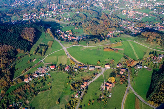 Vue aérienne de Sentier du château à le quartier Neusatz in Bühl dans le département Bade-Wurtemberg, Allemagne