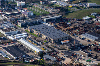 Vue aérienne de Commerce de carcasses courtes à Grein à Landau in der Pfalz dans le département Rhénanie-Palatinat, Allemagne