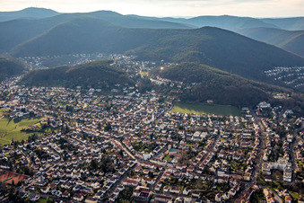 Vue aérienne de Vue de la ville depuis l'est à Neustadt an der Weinstraße dans le département Rhénanie-Palatinat, Allemagne