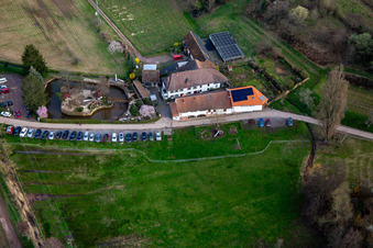 Photographie aérienne de Restaurant de campagne Burrweiler Mühle am Modenbach à Burrweiler dans le département Rhénanie-Palatinat, Allemagne