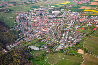 Vue aérienne de Du sud-est à Bad Bergzabern dans le département Rhénanie-Palatinat, Allemagne