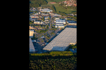 Vue aérienne de Zone industrielle de Horst vue de l'ouest à le quartier Minderslachen in Kandel dans le département Rhénanie-Palatinat, Allemagne