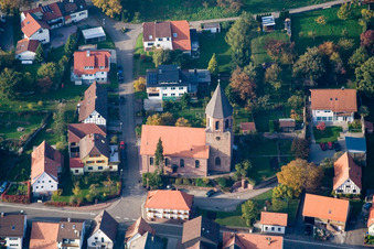 Vue aérienne de Saint-Georges à le quartier Völkersbach in Malsch dans le département Bade-Wurtemberg, Allemagne