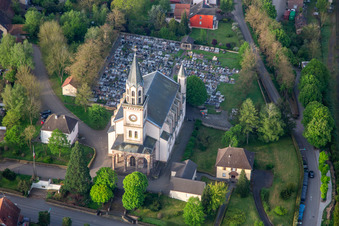 Vue aérienne de Herbitzheim dans le département Bas Rhin, France