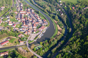 Vue aérienne de Plage de Witring à Wittring dans le département Moselle, France