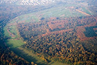 Vue aérienne de Hofgut Scheibenhardt, terrain de golf à le quartier Beiertheim-Bulach in Karlsruhe dans le département Bade-Wurtemberg, Allemagne