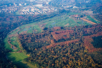 Vue aérienne de Hofgut Scheibenhardt, terrain de golf à le quartier Beiertheim-Bulach in Karlsruhe dans le département Bade-Wurtemberg, Allemagne