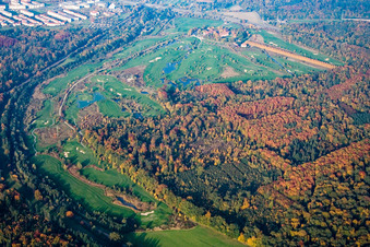 Photographie aérienne de Hofgut Scheibenhardt, terrain de golf à le quartier Beiertheim-Bulach in Karlsruhe dans le département Bade-Wurtemberg, Allemagne