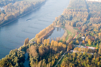 Vue aérienne de Plage du Rhin à le quartier Daxlanden in Karlsruhe dans le département Bade-Wurtemberg, Allemagne