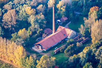 Vue aérienne de Frohnau am Altrhein à Neuburg am Rhein dans le département Rhénanie-Palatinat, Allemagne
