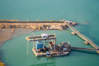 Photographie aérienne de Drague flottante à Hagenbach dans le département Rhénanie-Palatinat, Allemagne
