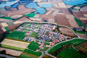 Vue aérienne de Vue sur le village à le quartier Hardtwald in Neupotz dans le département Rhénanie-Palatinat, Allemagne