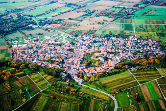 Vue aérienne de Du sud à le quartier Malschenberg in Rauenberg dans le département Bade-Wurtemberg, Allemagne
