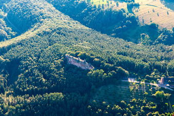 Vue aérienne de Le château de Fleckenstein vu du sud-est à Lembach dans le département Bas Rhin, France