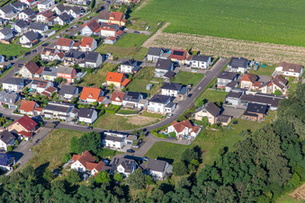 Bague fleur à le quartier Hardtwald in Neupotz dans le département Rhénanie-Palatinat, Allemagne vue d'en haut