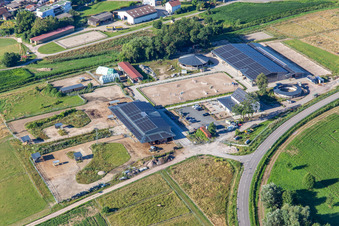 Vue aérienne de Erlenhof Neupotz avec installations équestres à Neupotz dans le département Rhénanie-Palatinat, Allemagne