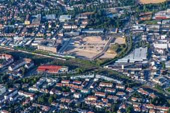 Vue aérienne de Nouveau chantier sur la Pfaudlerstraße à Schwetzingen dans le département Bade-Wurtemberg, Allemagne