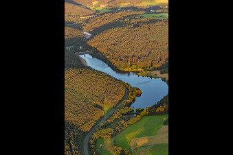 Photographie aérienne de Réservoir de Marbach à le quartier Hüttenthal in Mossautal dans le département Hesse, Allemagne