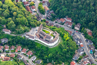 Vue aérienne de Château et parc du château à le quartier Schönberg in Bensheim dans le département Hesse, Allemagne