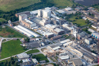 Vue aérienne de Parc industriel Ludwigshafen-Süd à le quartier Rheingönheim in Ludwigshafen am Rhein dans le département Rhénanie-Palatinat, Allemagne