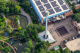 Vue aérienne de Place de la fontaine au Holiday Park Allemagne à Haßloch dans le département Rhénanie-Palatinat, Allemagne