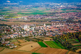 Vue aérienne de Ville vue de l'ouest à Schwetzingen dans le département Bade-Wurtemberg, Allemagne