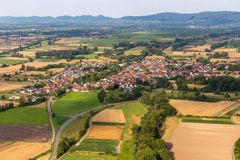 Vue aérienne de Du nord-est à le quartier Geinsheim in Neustadt an der Weinstraße dans le département Rhénanie-Palatinat, Allemagne