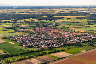Vue aérienne de Du nord-est à Zeiskam dans le département Rhénanie-Palatinat, Allemagne