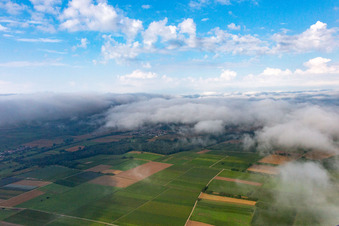 Vue aérienne de Sous des nuages bas à Barbelroth dans le département Rhénanie-Palatinat, Allemagne