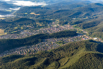Vue aérienne de Du nord-ouest à Dahn dans le département Rhénanie-Palatinat, Allemagne