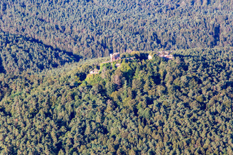 Vue oblique de Ruines du château de Drachenfels à Busenberg dans le département Rhénanie-Palatinat, Allemagne