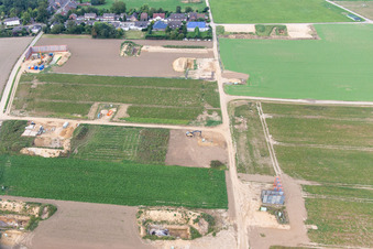 Vue aérienne de Fouilles exploratoires au nord de la mine de lignite à ciel ouvert de Garzweiler à le quartier Keyenberg in Erkelenz dans le département Rhénanie du Nord-Westphalie, Allemagne