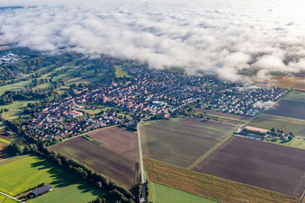 Vue aérienne de Village au bord des nuages à Steinweiler dans le département Rhénanie-Palatinat, Allemagne