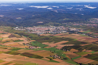 Vue aérienne de Du sud-est à Bad Bergzabern dans le département Rhénanie-Palatinat, Allemagne