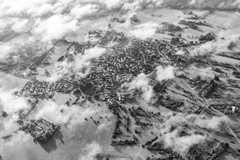 Photographie aérienne de Une île dans le Bienwald sous les nuages à le quartier Büchelberg in Wörth am Rhein dans le département Rhénanie-Palatinat, Allemagne