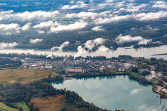 Vue aérienne de Additifs pour huiles Evonic SA à Lauterbourg dans le département Bas Rhin, France