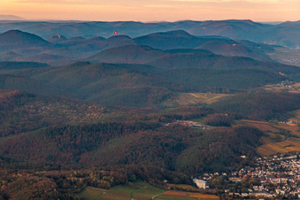 Vue aérienne de Parapente sur le bord du Haardt à Bad Bergzabern dans le département Rhénanie-Palatinat, Allemagne