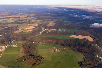 Vue aérienne de Ranch de bisons à Petit-Réderching dans le département Moselle, France